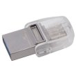USB флеш Kingston DT Micro, 128GB, USB 3.1 Type-A/USB Type-C, Metal Silver (DTDUO3C/128GB)