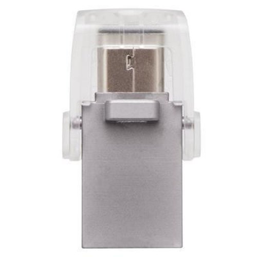 USB флеш Kingston DT Micro, 128GB, USB 3.1 Type-A/USB Type-C, Metal Silver (DTDUO3C/128GB)