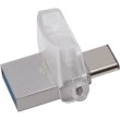 USB флеш Kingston DT Micro, 128GB, USB 3.1 Type-A/USB Type-C, Metal Silver (DTDUO3C/128GB)