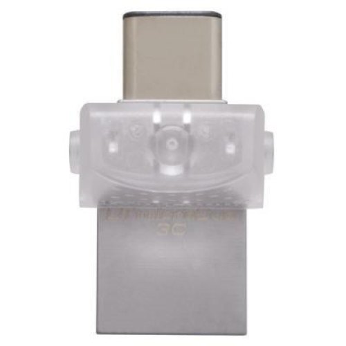 USB флеш Kingston DT Micro, 128GB, USB 3.1 Type-A/USB Type-C, Metal Silver (DTDUO3C/128GB)