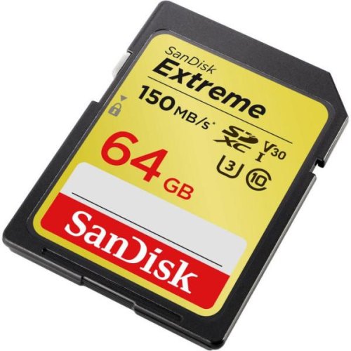 Карта пам'яті SanDisk Extreme, 64GB, SDXC, C10 UHS-I U3 (SDSDXV6-064G-GNCIN)