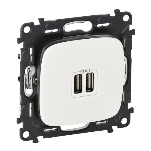 Розетка USB Legrand Valena Allure, 2хUSB Type-A, 5В/2.5А, біла (754995)