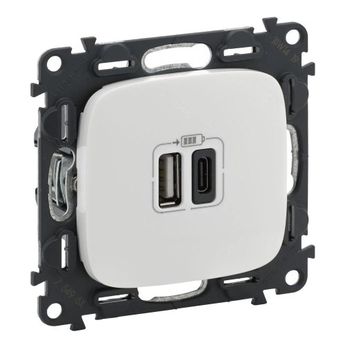 Розетка USB Legrand Valena Allure, USB Type-A/USB Type-С, 3А/5В, біла (754965)