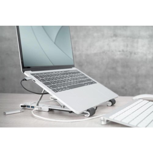 Підставка для ноутбука DIGITUS Notebook Riser, USB Type-C Hub, Silver (DA-90424)