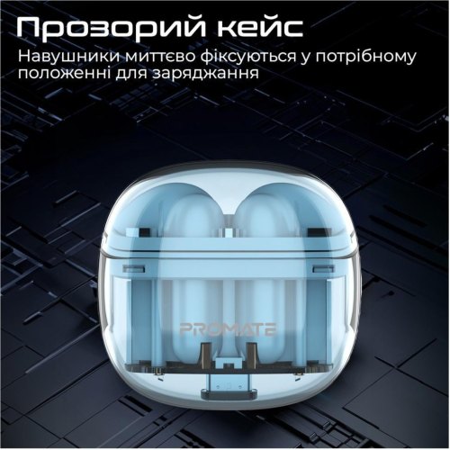 Навушники бездротові TWS Promate TransPods, Blue