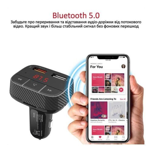 FM-трансмітер Promate SmarTune-2+, Black