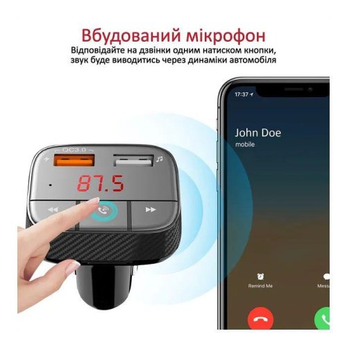 FM-трансмітер Promate SmarTune-2+, Black