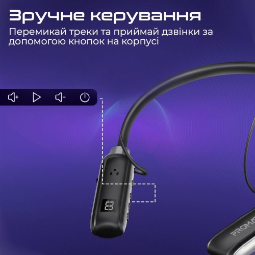 Гарнітура бездротова Promate Leap, Black
