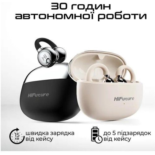 Навушники бездротові TWS HiFuture Flexclip, Black
