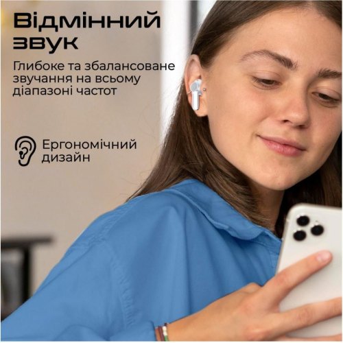 Навушники бездротові TWS Promate ProPods, White