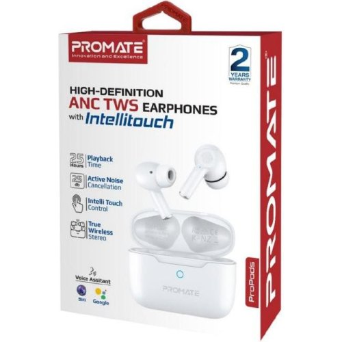 Навушники бездротові TWS Promate ProPods, White