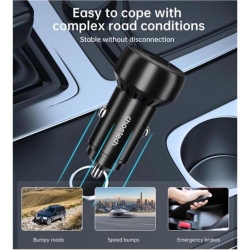 Автомобільний зарядний пристрій Choetech TC0014, USB Type-C/USB Type-A, 60W, PD 3.0, QC 3.0, Black