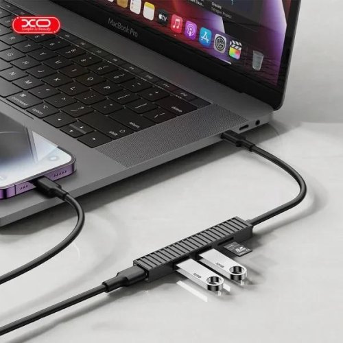 USB-хаб XO, 3 в 1, USB Type-C (HUB014B.black)