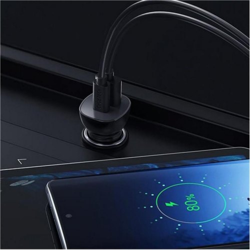 Автомобільний зарядний пристрій Choetech TC0005, USB Type-C/USB Type-A, 38W, PD 3.0, QC,3.0, Black