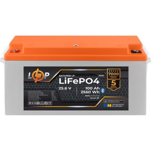 Акумуляторна батарея LogicPower, LiFePO4, 25.6V, 100Ah, 2560Wh, Bluetooth, Smart BMS 100A/50А (LP29501)