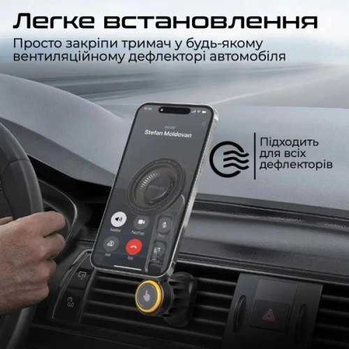 Автомобільний тримач для смартфона Promate Bridgemount, магнітний, Black