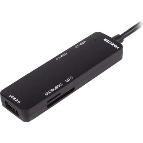USB-хаб Maxxter, 5 в 1, USB Type-C, чорний (HU3C-3PTF-01)