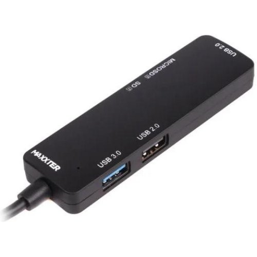 USB-хаб Maxxter, 5 в 1, USB Type-C, чорний (HU3C-3PTF-01)