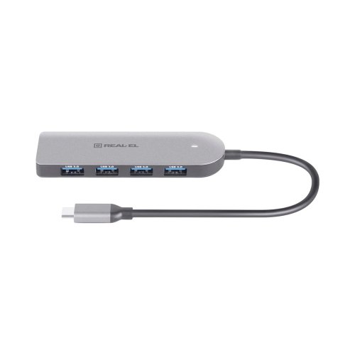 USB-хаб REAL-EL CQ-415, 4 в 1, USB Type-C (EL123110001)