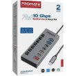 USB-хаб Promate Gegahub-10G, 7 в 1, USB Type-C, Grey