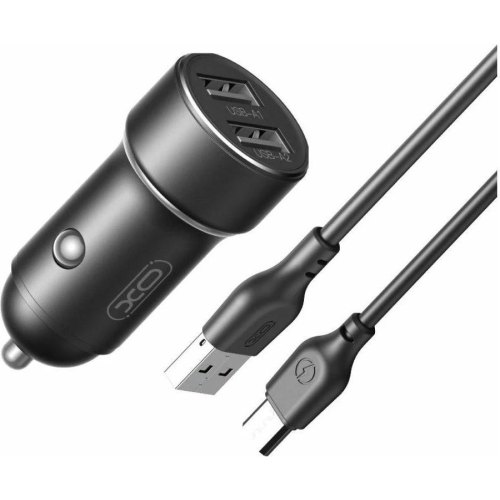 Автомобільний зарядний пристрій XO CC53, 2xUSB Type-A, 2.4A, Black (CC53.black)