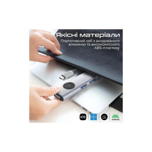 USB-хаб Promate ComandHub-Lite, USB Type-C, Grey