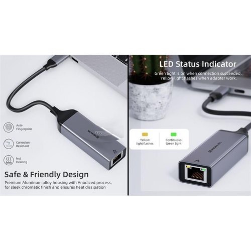 Адаптер REAL-EL CE-150, USB Type-C (M) to RJ-45 (F), 0.1м, Black (EL123110004)