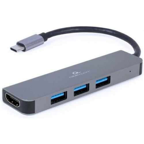 USB-хаб Cablexpert, 3 в 1, USB Type-C, сірий (A-CM-COMBO2-01)