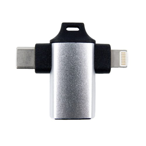 Адаптер Dengos, USB Type-A to Lightning/USB Type-C, OTG, Silver (ADP-022)