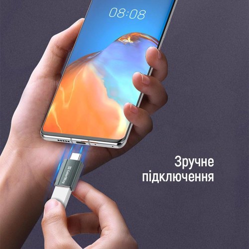 Адаптер Colorway, USB Type-A (F) to USB Type-C (M), USB 3.0, Gray (CW-AD-AC)