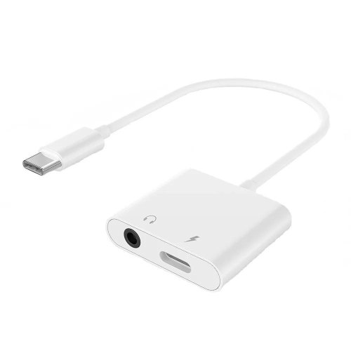 Адаптер Cablexpert, USB Type-C (M) to 3.5мм/USB Type-C (F), 0.1м, White (A-CM-3.5FP-01)