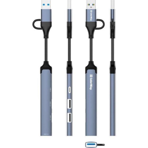 USB-хаб ColorWay, 4 в 1, USB Type-A/USB Type-C (CW-HUB06)