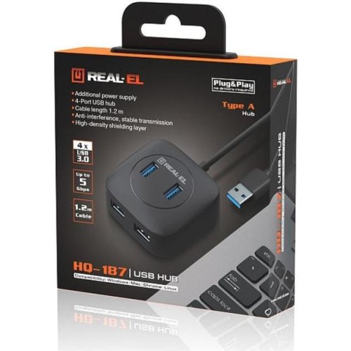 USB-хаб REAL-EL HQ-187, 4 порти (EL123110010)
