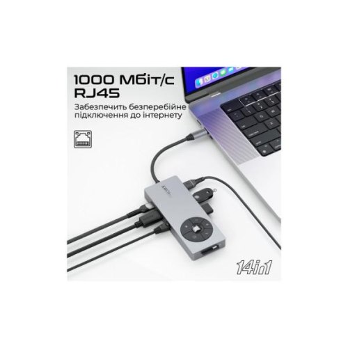 USB-хаб Promate ComandHub-Pro USB Type-C, Grey