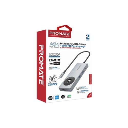 USB-хаб Promate ComandHub-Pro USB Type-C, Grey