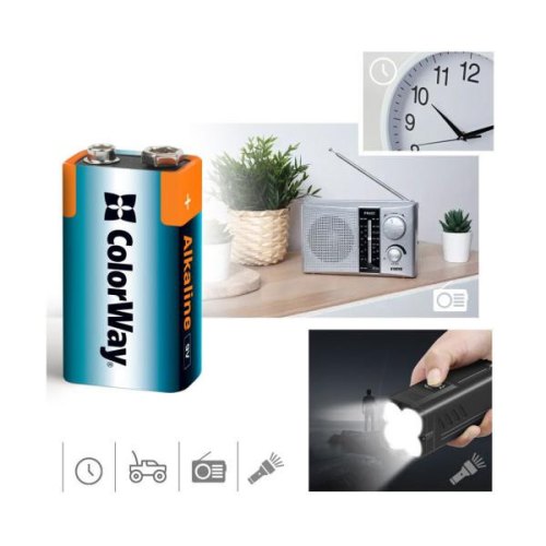 Батарейка ColorWay Alkaline Power, Krona/6LR61, 1шт (CW-BA6LR61-1BL)