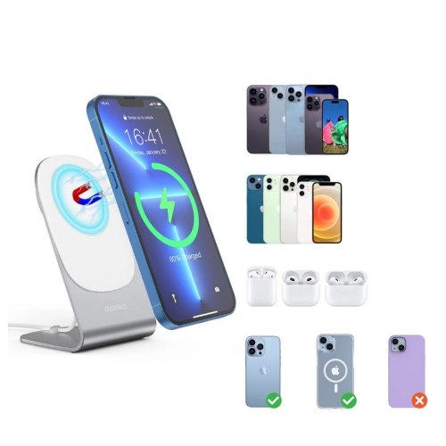 Бездротовий зарядний пристрій Choetech T518-F, 15W, підставка-тримач