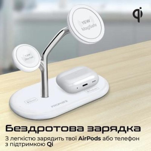 Бездротовий зарядний пристрій Promate Synergy-Pro, MagSafe, 57W, White