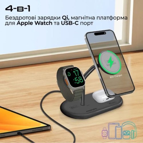 Бездротовий зарядний пристрій Promate Synergy-Pro, MagSafe, 57W, Black