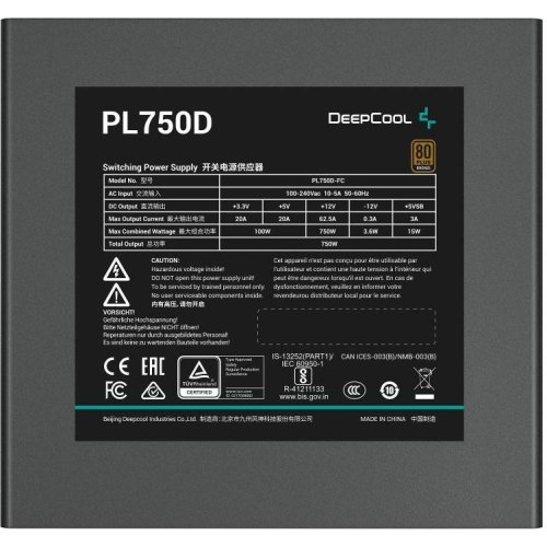 Блок живлення DeepCool PL750D, 750W (R-PL750D-FC0B-EU-V2)