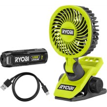 Вентилятор-кліпса акумуляторний Ryobi USB Lithium RCF4-120G, 4В, 2А/год, 3800об/хв, 2 швидкості (5133006143)