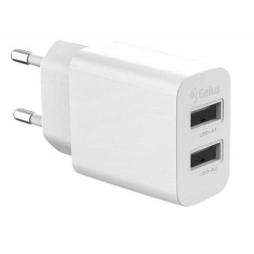 Мережевий зарядний пристрій Gelius Simple GP-HC059, 2xUSB Type-A, 2.4A, White (00000098754)