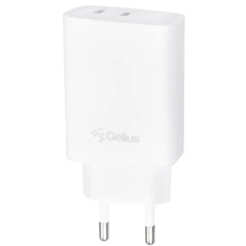 Мережевий зарядний пристрій Gelius Dos GP-HC062, 40W, 2xUSB Type-C, White (00000099740)
