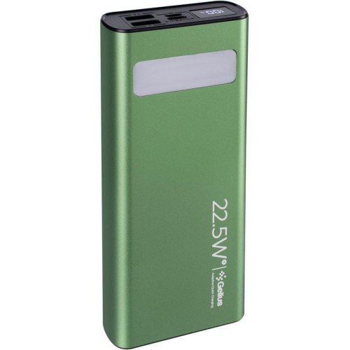 Зовнішній акумулятор Powerbank Gelius Lightstone GP-PB300i, 20000mAh, QC/PD 22.5W, Green (00000099033)