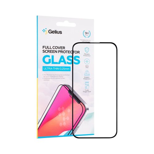 Захисне скло Gelius Full Cover Ultra-Thin, для Apple iPhone 16, 0.25мм, Black (00000099432)