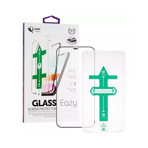 Захисне скло Krazi Eazy EZFT01, для Apple iPhone 12 Pro Max, з інсталяційною рамкою, Black (00000083255)