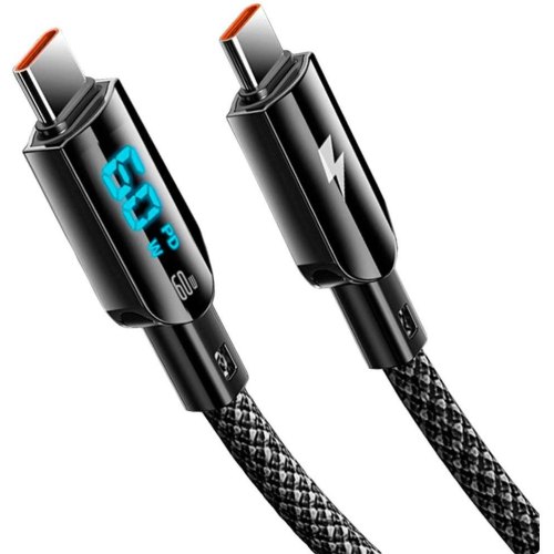Кабель Gelius Screen GP-UCN007, USB Type-C to USB Type-C, 60W, 1.2м, Black (00000099208)