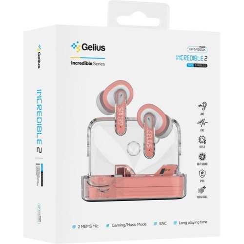 Навушники бездротові TWS Gelius Incredible 2 GP-TWS033X, Pink (00000098755)