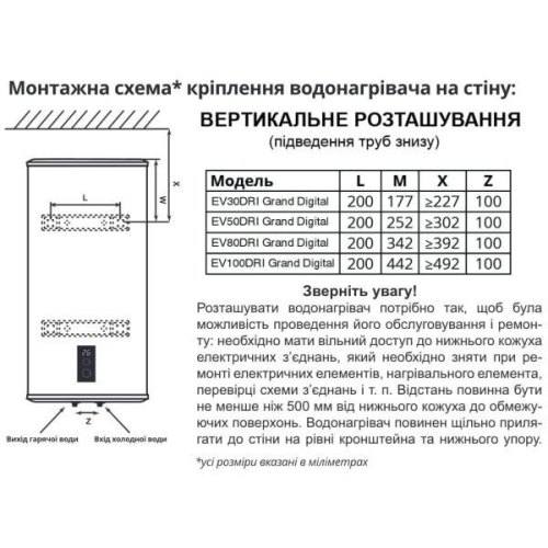 Водонагрівач Willer EV50DRI Grand Digital, сухий ТЕН, чорний