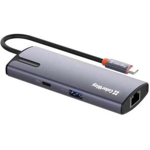 Док-станція ColorWay, USB Type-C to USB Type-C PD 100W/3xUSB 3.0/USB 2.0/RJ-45 (CW-HUB03)